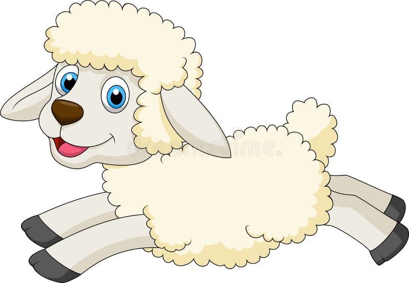 Illustration of cute sheep cartoon jumping. Sweet lamb cartoon vectors