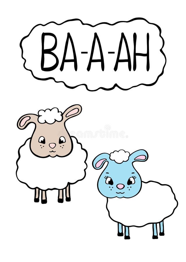 Cute Sheep Character Vector Postcard on White Background. Fluffy Sheep and  Text Bubble Stock Illustration - Illustration of doodle, cute: 122448264