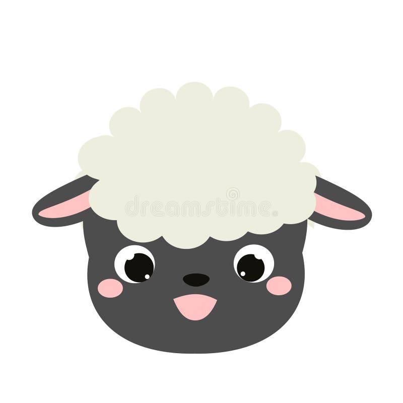 Cute Sheep Face. Cartoon Kawaii Lamb Animal Icon Stock Vector -  Illustration of lamb, clip: 223402124