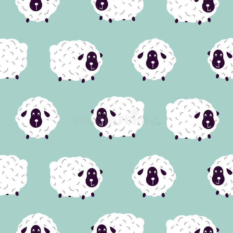 Cute sheeps boyish baby seamless vector pattern.