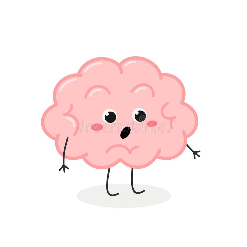 Cute Shocked Cartoon Brain Character Vector Illustration Stock Vector -  Illustration of head, insight: 198449716