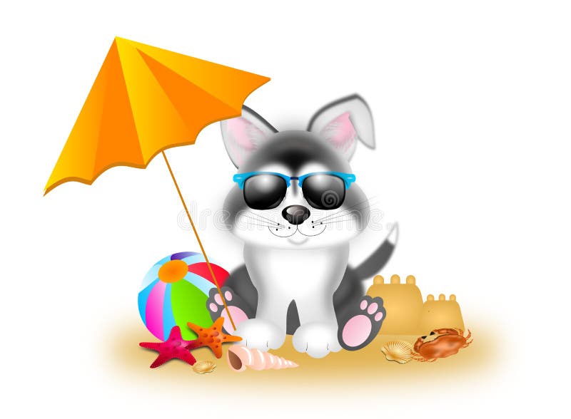 Siberian Husky Umbrella - Cartoon Siberian Husky Umbrella - Cartoon