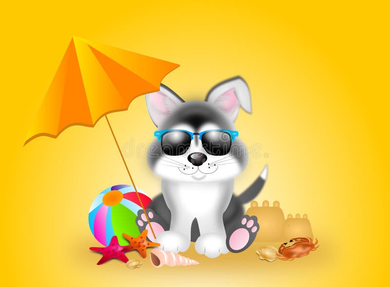 Siberian Husky Umbrella - Cartoon Siberian Husky Umbrella - Cartoon