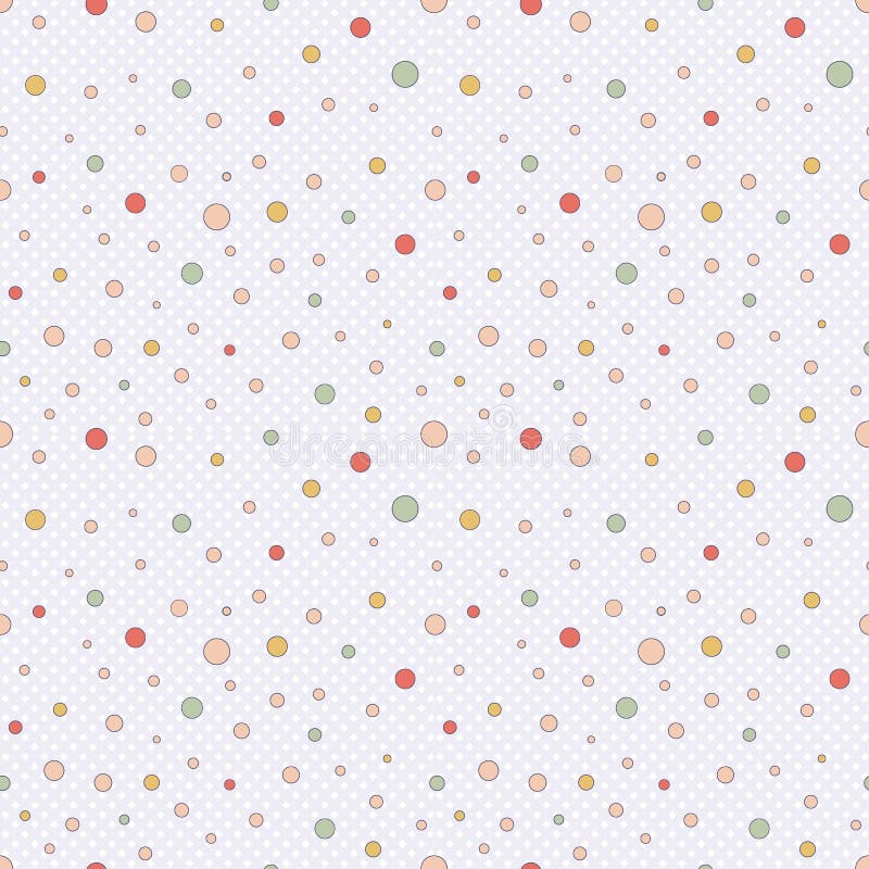 Cute simple seamless pattern in pastel colors with multi-colored polka dots.Vector.The print for the manufacture of children`s vector illustration Cute simple seamless pattern in pastel colors with multi-colored polka dots.Vector.The print for the manufacture of children`s vector illustration