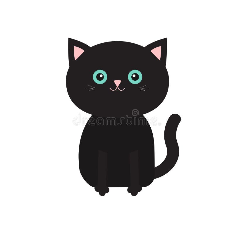 Cute Black Cat Icon. Funny Cartoon Character. Tail, Whisker, Big Eyes.  Royalty Free SVG, Cliparts, Vectors, and Stock Illustration. Image 83559696.