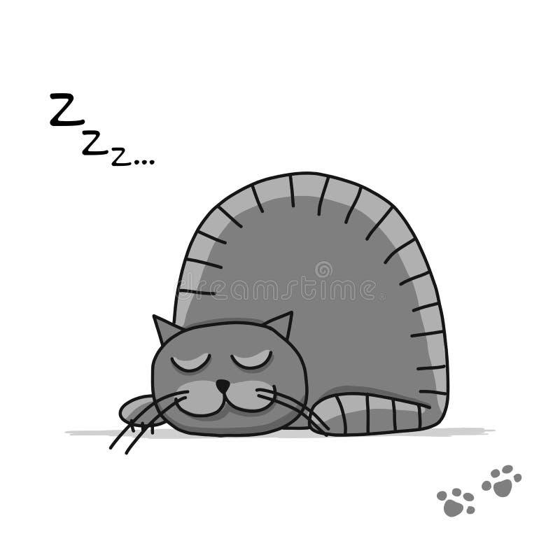 Cute sleeping cat, sketch for your design royalty free illustration