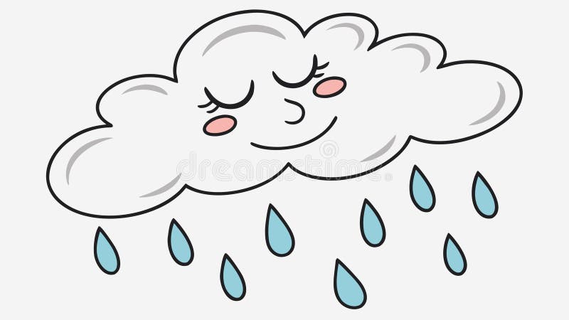 A cute sleeping cloud character raining gentle raindrops. vector design Generative AI vector illustration