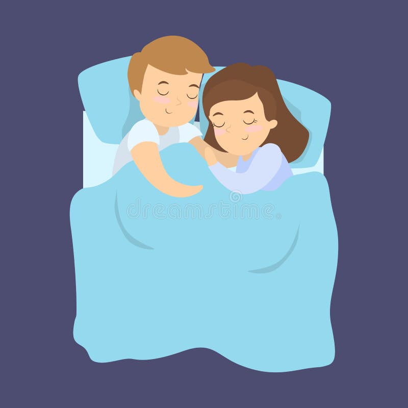 Love couple sleeping embracing hugging at night Vector Image