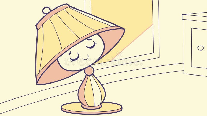 A cute sleeping table lamp character in a dimly lit room. vector design Generative AI stock illustration
