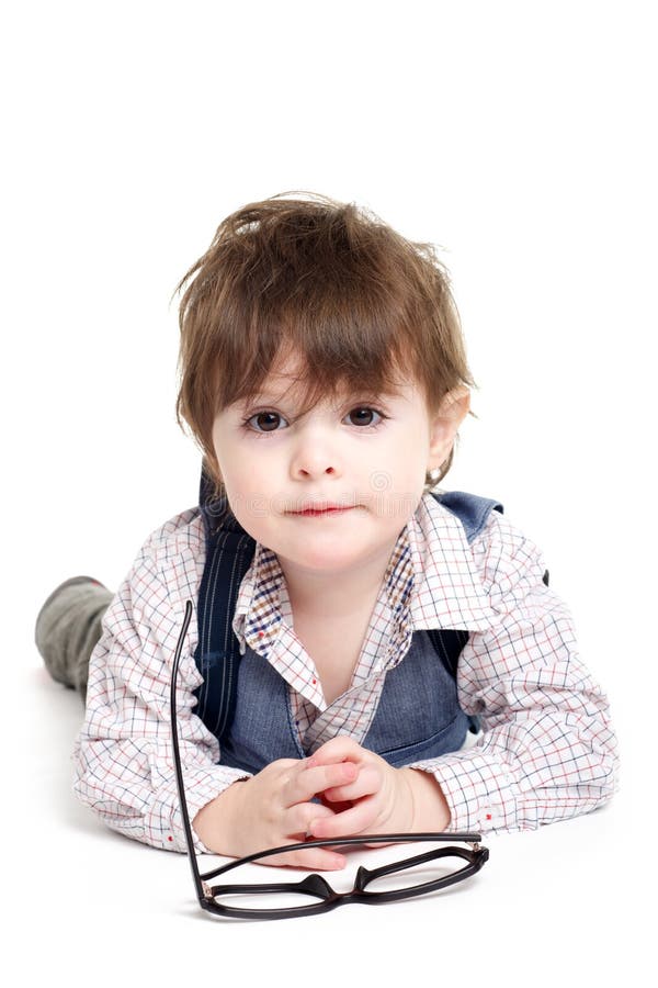 Cute Smart Baby Kid with Glasses Stock Image Image of cute, glasses