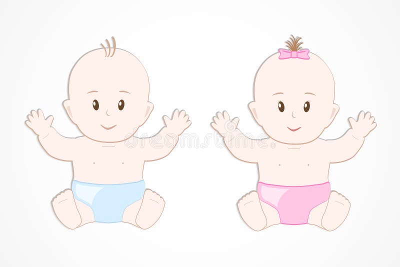 Cute Smiling Baby Twins Baby Boy And Girl Sitting Stock Vector Illustration Of Emotion Happiness
