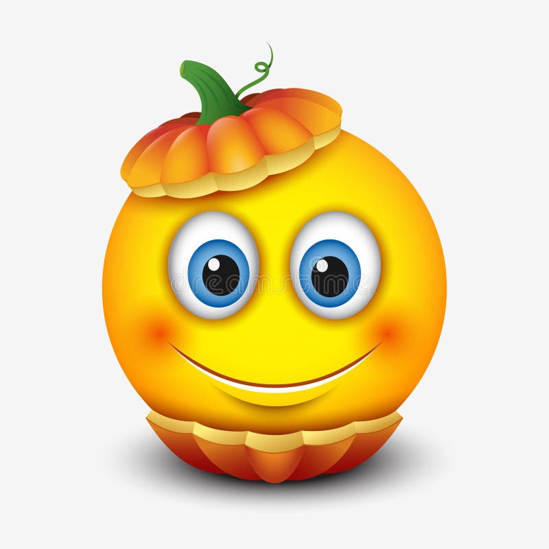 Cute Smiling Emoticon In Halloween Pumpkin  Emoji 