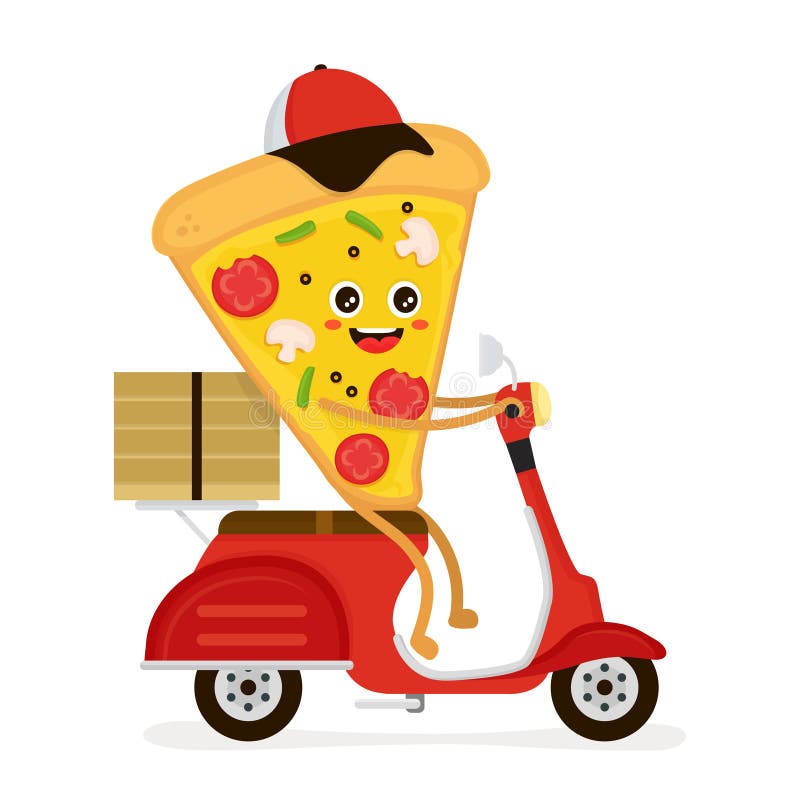 Cute happy smiling pizza friends Royalty Free Vector Image