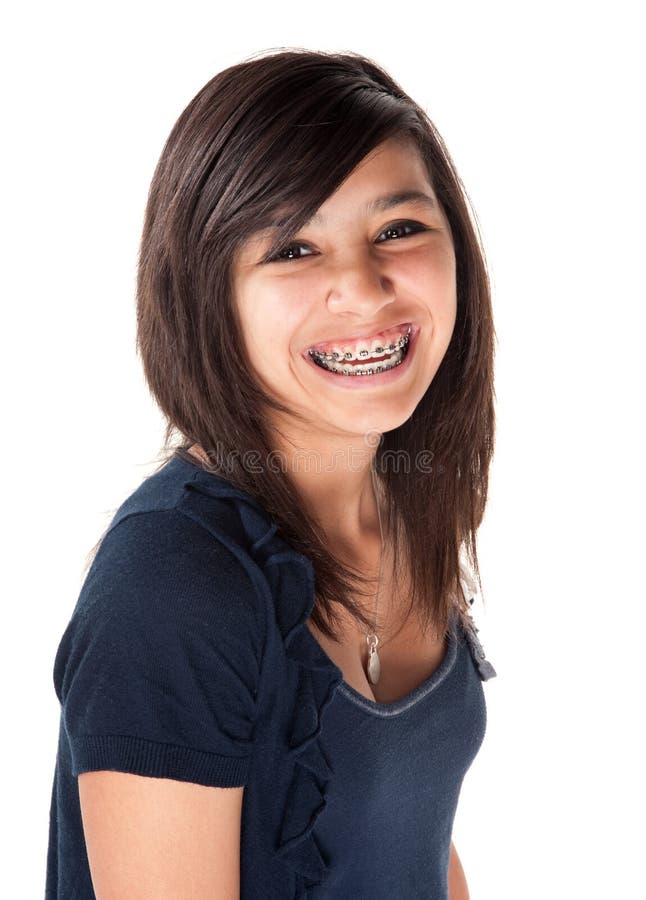 Cute Smiling Girl With Braces Stock Photo Image Of Latin