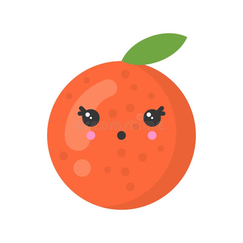 Cute Smiling Orange, Isolated Colorful Vector Fruit Icon Stock Vector ...