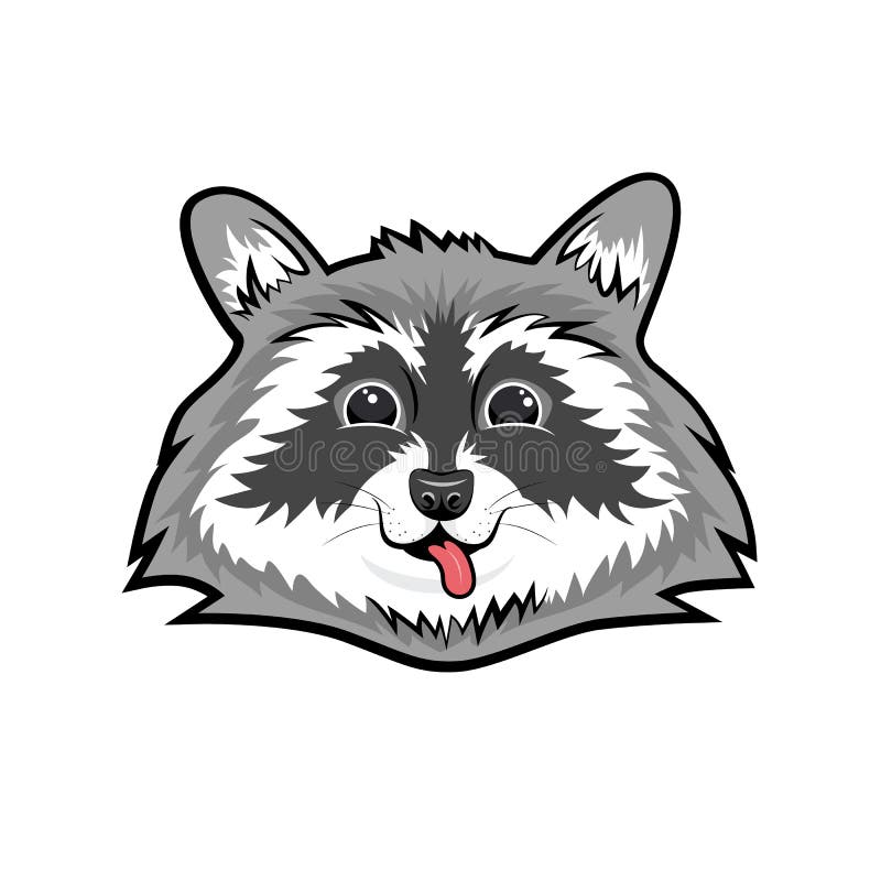 Cute Smiling Raccoon Face. Flat Vector Illustration Stock Vector -  Illustration of cartoon, character: 123470850