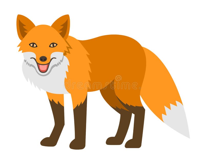 Cute smiling red fox cartoon illustration