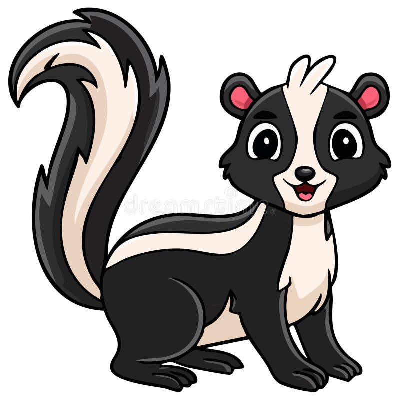 Cute black and white skunk. Generative AI. Smiling skunk vectors