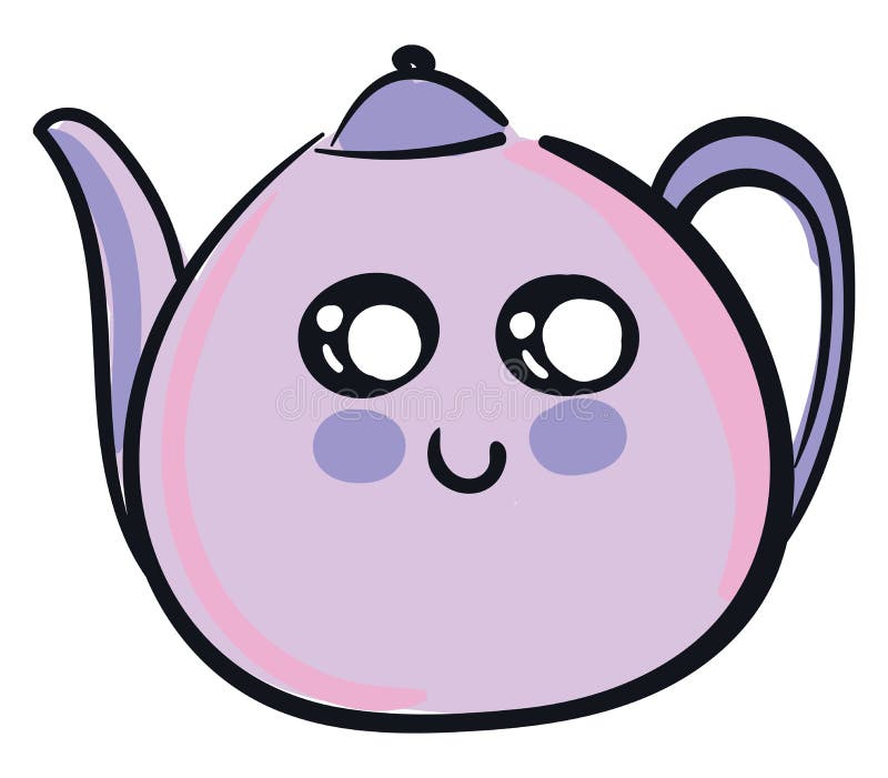 Cute Smiling Violet Teapot Vector Illustration Stock Vector ...