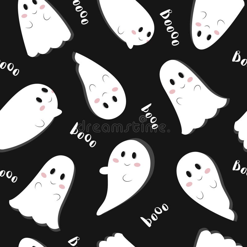 Cute Ghost Symbol on Black Backdrop Stock Vector - Illustration of ...