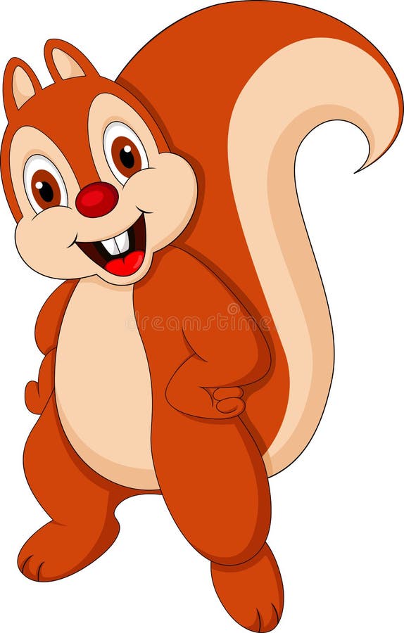 Cute squirrel cartoon stock illustration. Illustration of happy 34646793