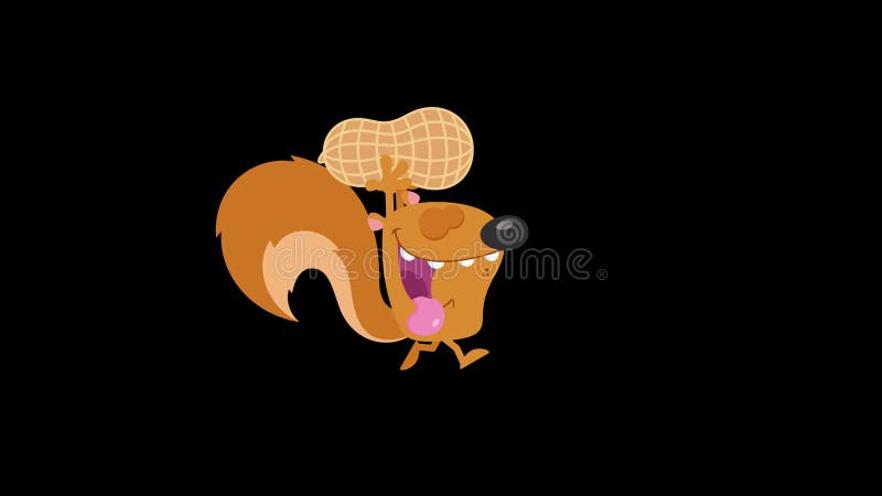 Cute Squirrel Cartoon Character Running With Peanut vector illustration