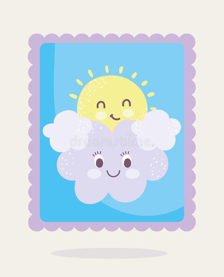 Cute stamps, clouds star sun ray cartoon icons Stock Vector by ©stockgiu  354350366