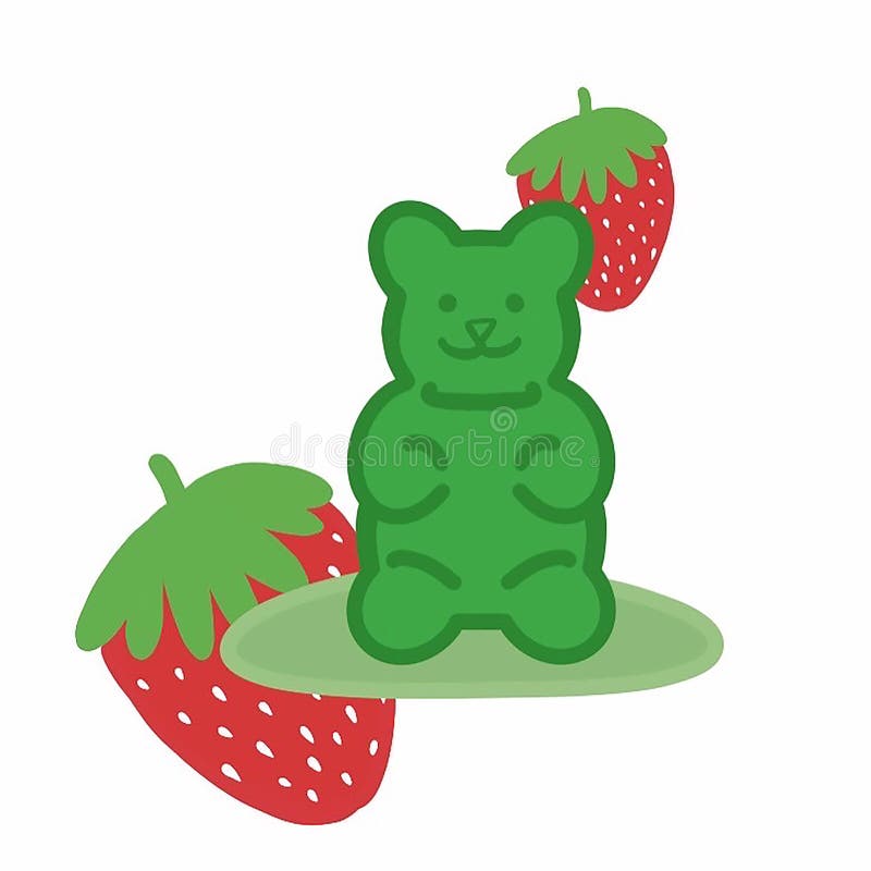 Green gummy bear.Jelly healthy candies. Delicious vitamins. Vector