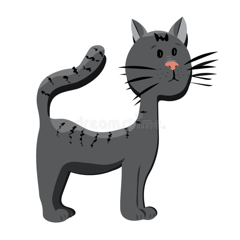 Cute striped cat series with shadow, Home pet royalty free illustration