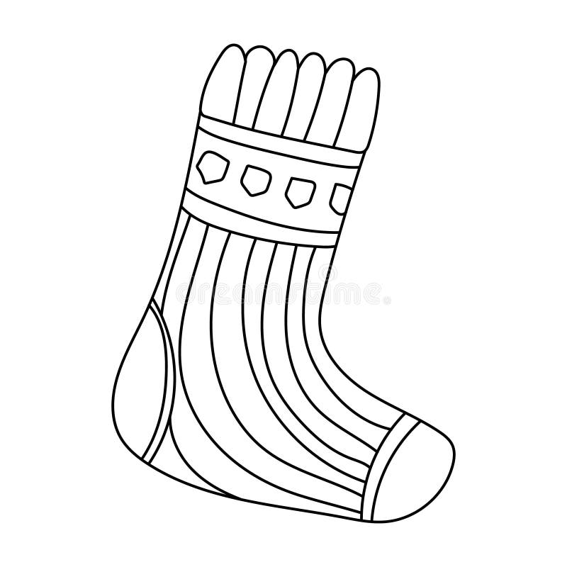 Cute Striped Sock in Doodle Sketch Style. Stock Vector - Illustration ...