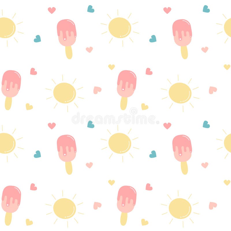 Cute summer seamless vector pattern background illustration with hearts, sun and ice cream royalty free illustration Cute summer seamless vector pattern background illustration with hearts, sun and ice cream royalty free illustration