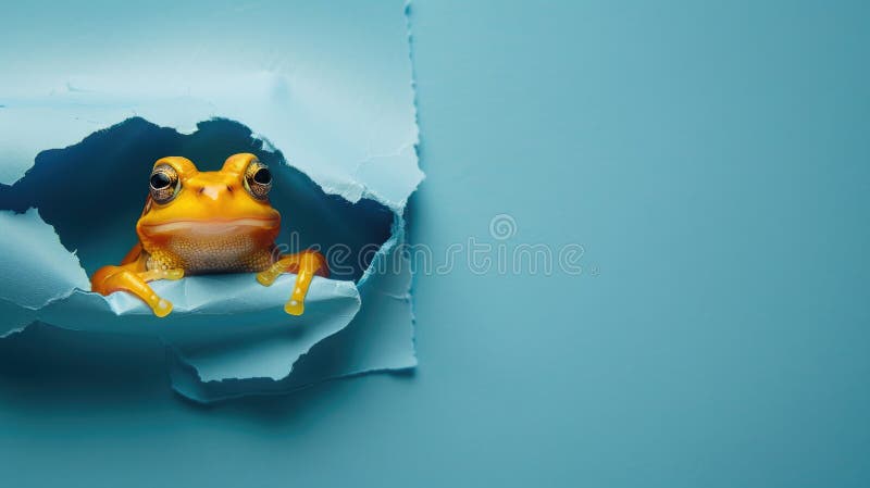 Cute tadpole peeking through a hole. Generative Ai. Tadpole cute illustrations