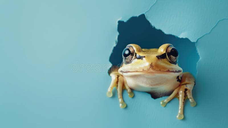 Cute tadpole peeking through a hole. Generative Ai. Tadpole cute illustrations