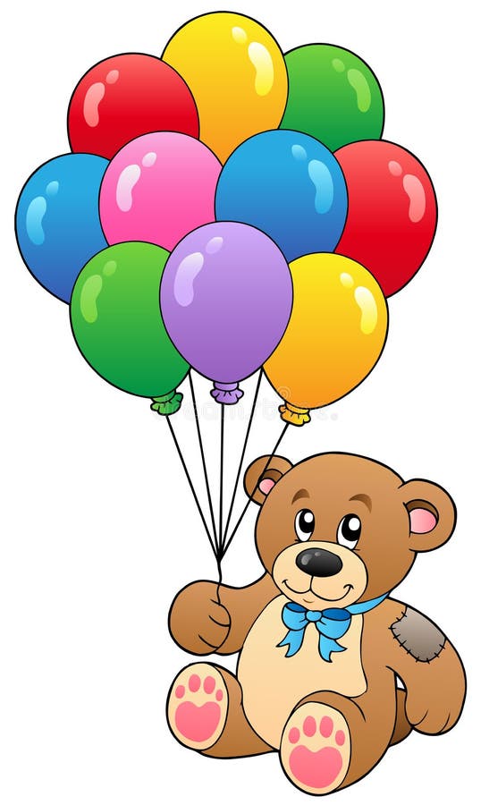 Cute Teddy Bear Holding Balloons Stock Photo - Image: 19150420