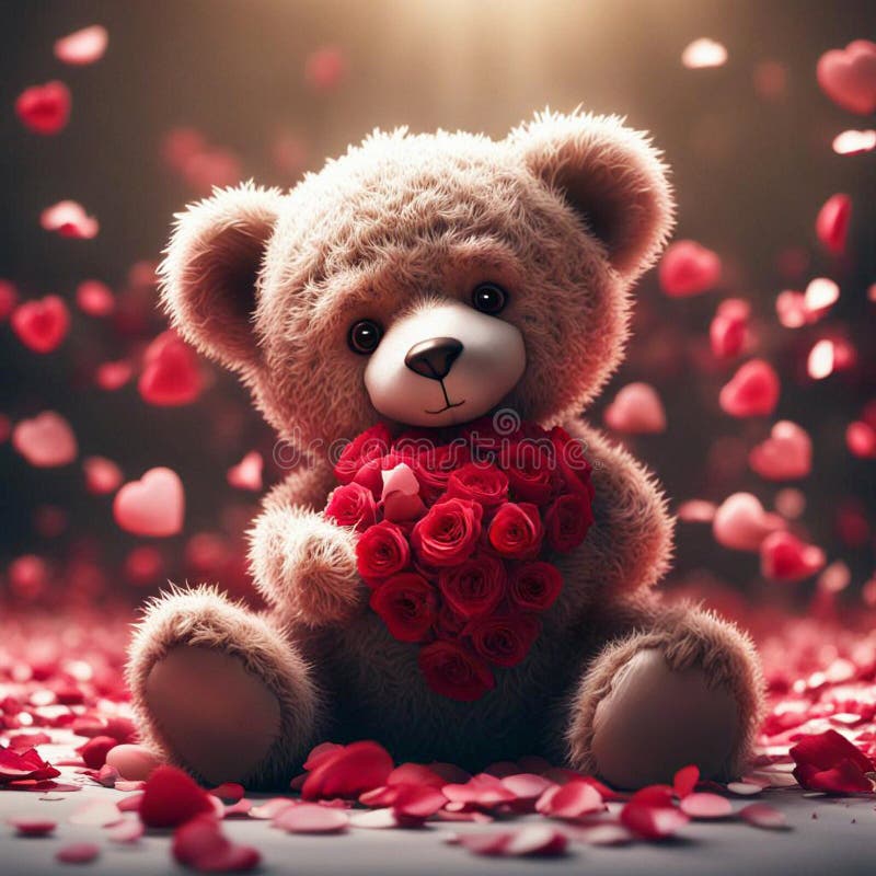 Ai Generated Cute Teddy Bear Holds a Heart in Its Paws Stock ...