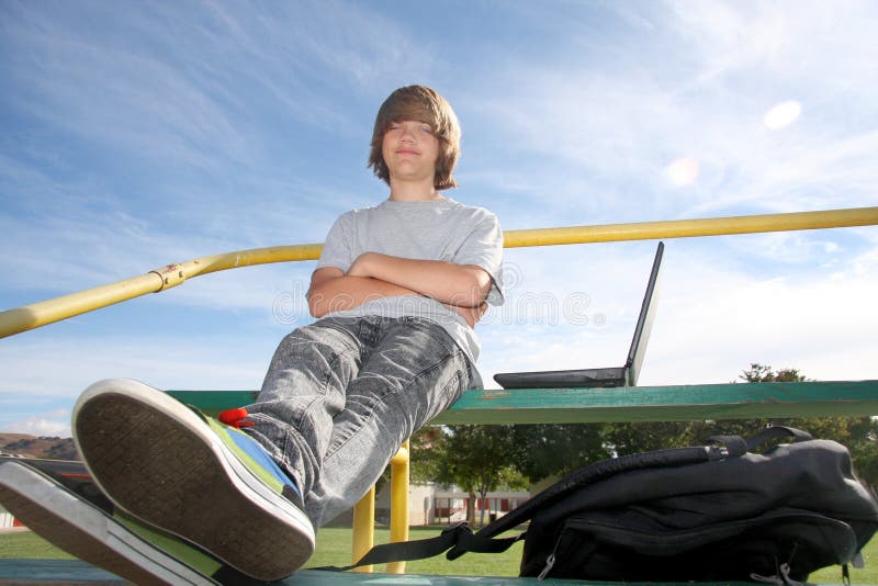 Cute Teen on Bleachers royalty free stock photo