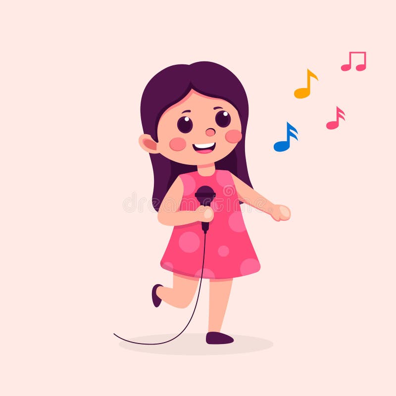 Cute Teen Girl Cartoon Character Singing Song, Flat Vector Illustration  Stock Vector - Illustration of music, avatar: 218842003