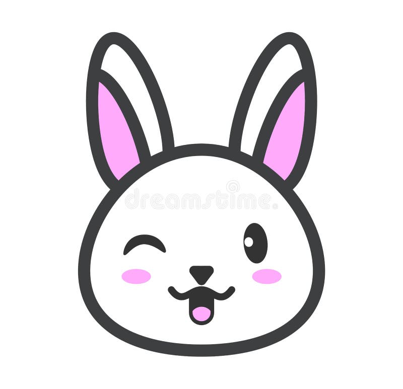 Cute Rabbit Bunny Face In Kawaii Style Vector Clip Art Stock