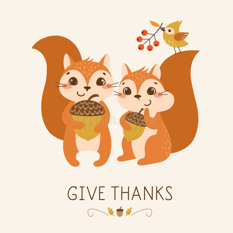 Cute Thanksgiving Squirrels Stock Vector - Illustration of ...