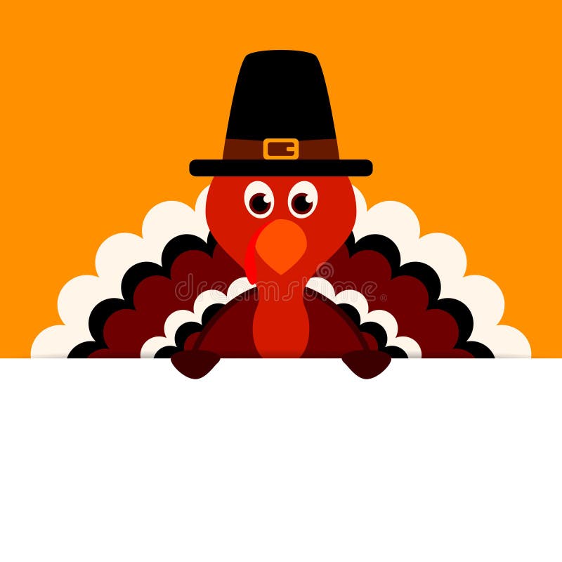 Thanksgiving Turkey Pilgrim Holding Horizontal Banner Orange royalty free illustration Thanksgiving Turkey Pilgrim Holding Horizontal Banner Orange royalty free illustration