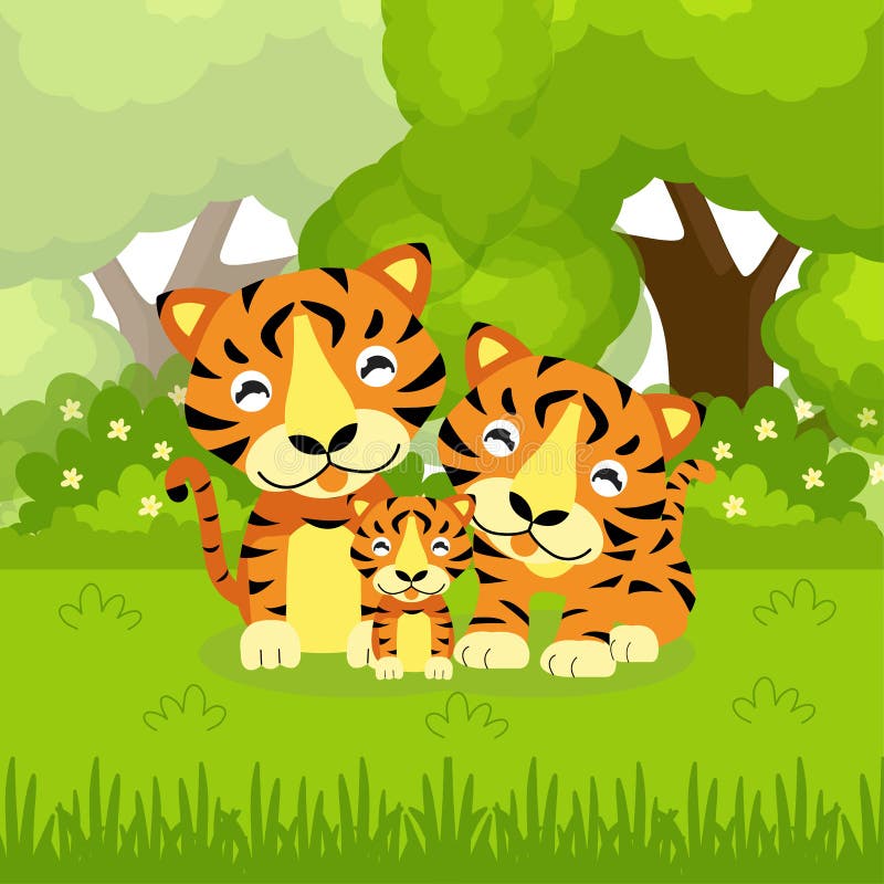Cute Tiger Cartoon Family in the Jungle Stock Illustration - Illustration of animal, orange: 222721728 Cute Tiger Cartoon Family in the Jungle Stock Illustration - Illustration of animal, orange: 222721728