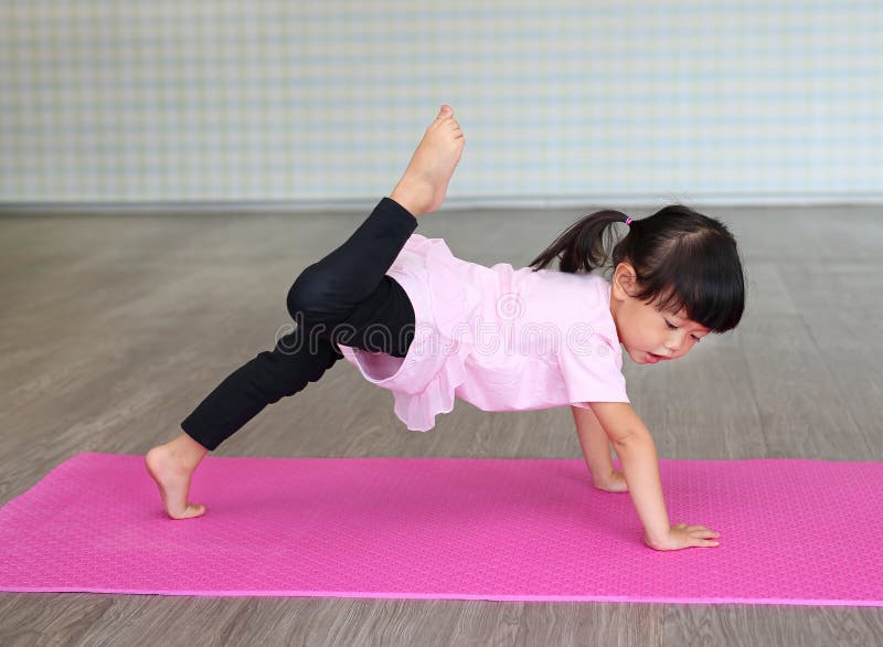 Cute Toddler Girl Practicing Yoga Stock Image Image of activity