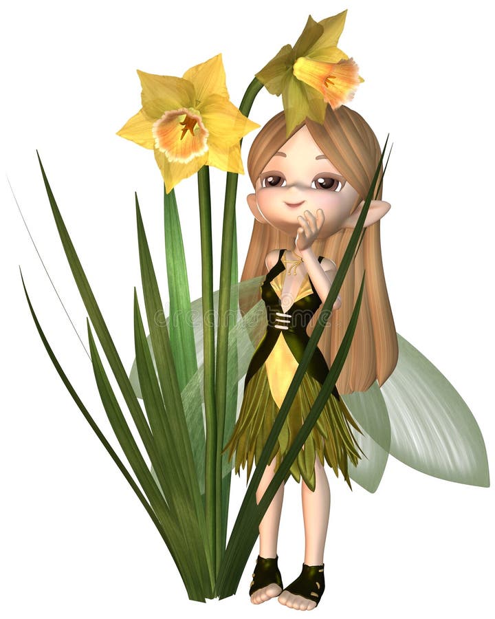 Cute Toon Daffodil Fairy, Standing royalty free illustration Cute Toon Daffodil Fairy, Standing royalty free illustration