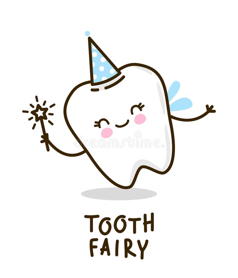 Cute tooth fairy on white