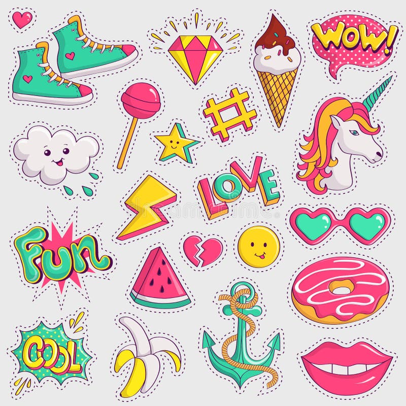 cute sticker collection for kids free vector 5644316 Vector Art at