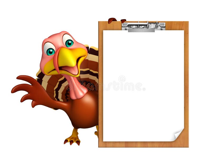 Cute Turkey Cartoon Character with Exam Pad Stock Illustration -  Illustration of task, form: 69208834