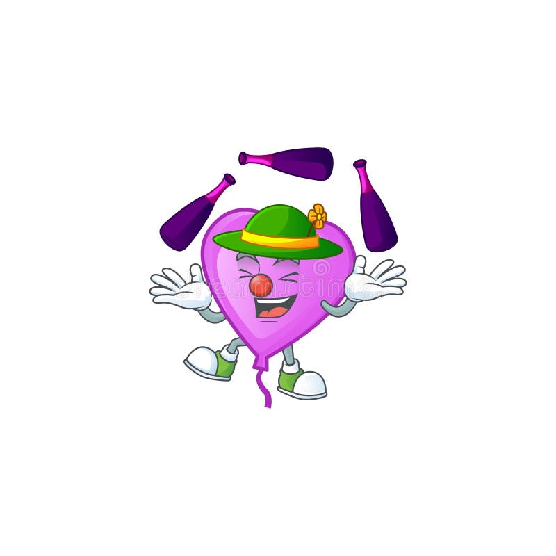 Cute Und Coole Juggling Purple Liebesballon Zeichentrickfigur Vektor Abbildung Illustration Von Abbildung Ikone 167766369
