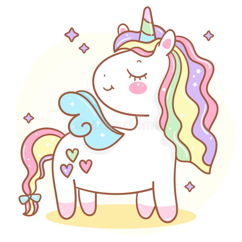 Cute Unicorn Angel Vector Pony Child Cartoon Kawaii Animal Horse Horn