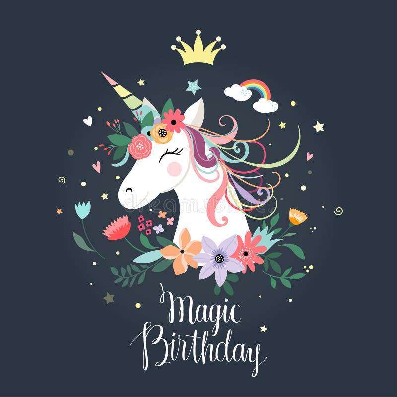 Cute unicorn birthday card, invitation, vector design vector illustration Cute unicorn birthday card, invitation, vector design vector illustration