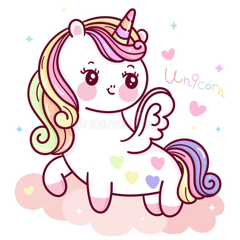 Cute Unicorn Pegasus Vector With Sweet Heart Pony Cartoon Pastel